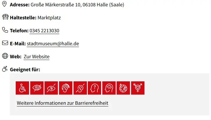 Ein Screenshot eines Veranstaltungsortes auf halle365