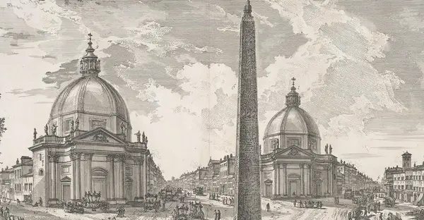 Piazza del Popolo aus: Giovanni Battista Piranesi, Vedute di Roma, ca. 1750